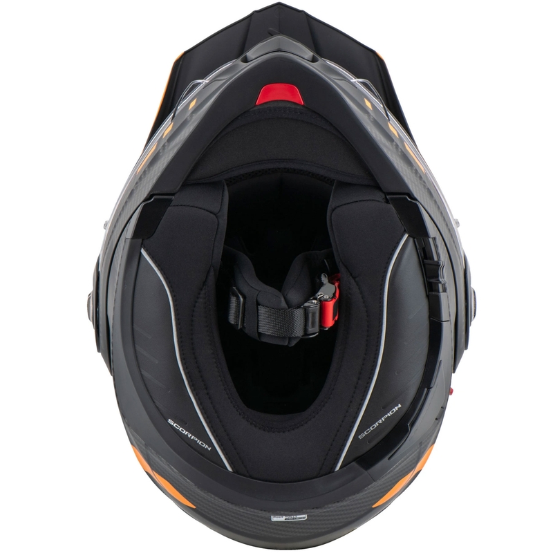 Apverčiamas motociklininko šalmas Scorpion ADX-2 LEWIS matinis juodai oranžinis
