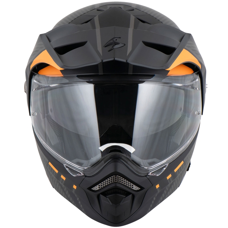 Apverčiamas motociklininko šalmas Scorpion ADX-2 LEWIS matinis juodai oranžinis
