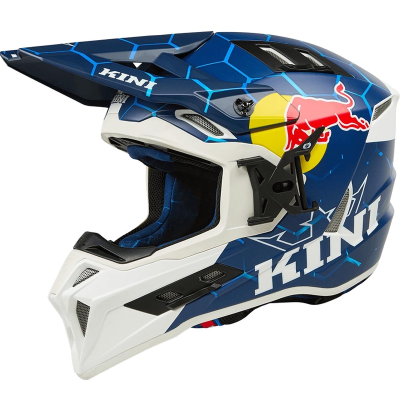 Motokroso šalmas KINI Red Bull EXC mėlynai baltas