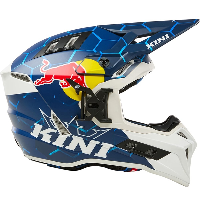 Motokroso šalmas KINI Red Bull EXC mėlynai baltas