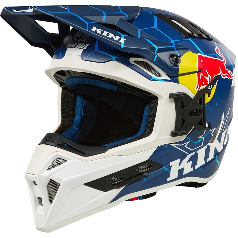 Motokroso šalmas KINI Red Bull EXC mėlynai baltas