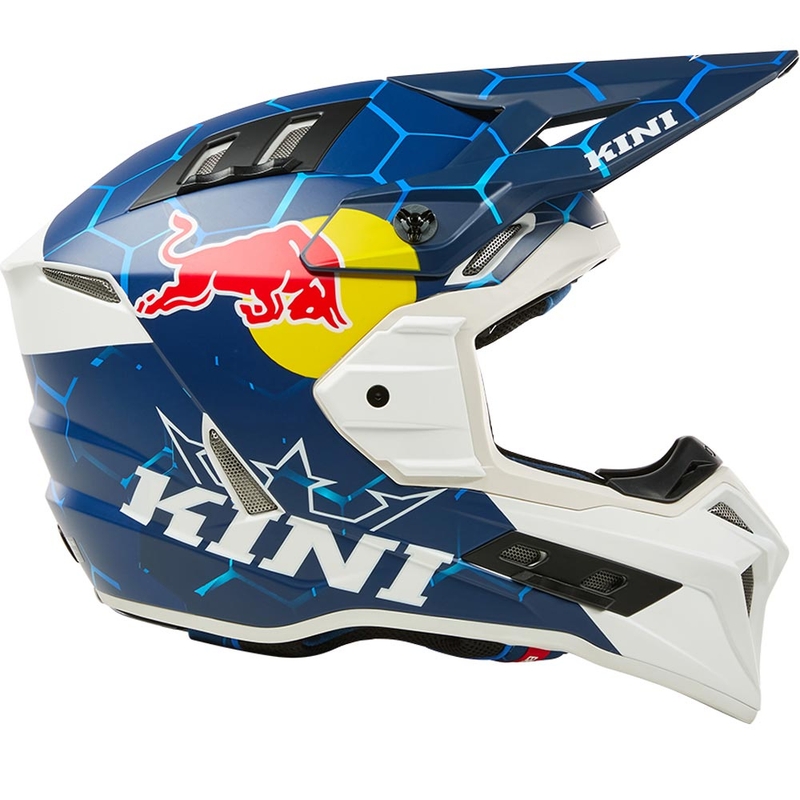 Motokroso šalmas KINI Red Bull EXC mėlynai baltas