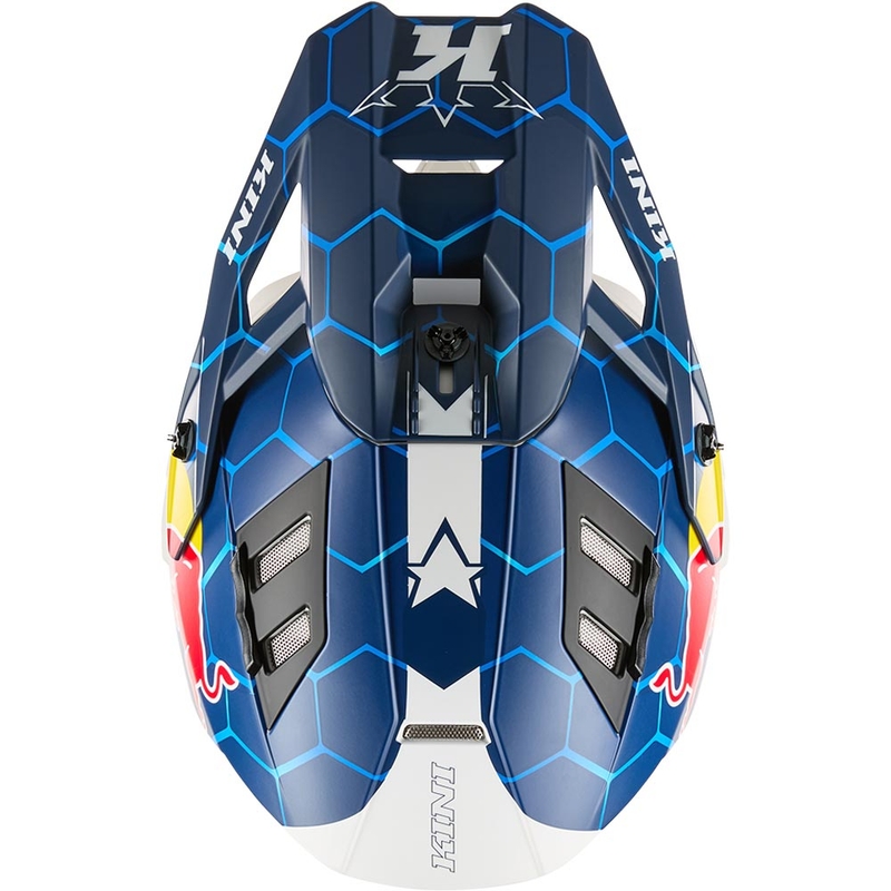 Motokroso šalmas KINI Red Bull EXC mėlynai baltas