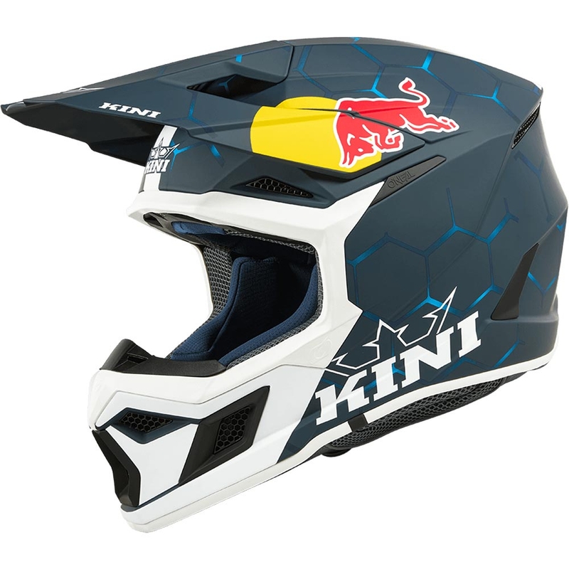 Vaikiškas motokroso šalmas KINI Red Bull MX3 1.0 mėlynai baltas