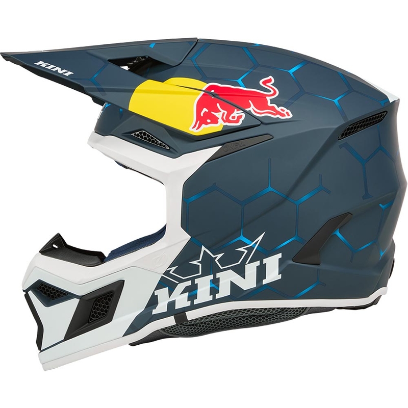Vaikiškas motokroso šalmas KINI Red Bull MX3 1.0 mėlynai baltas