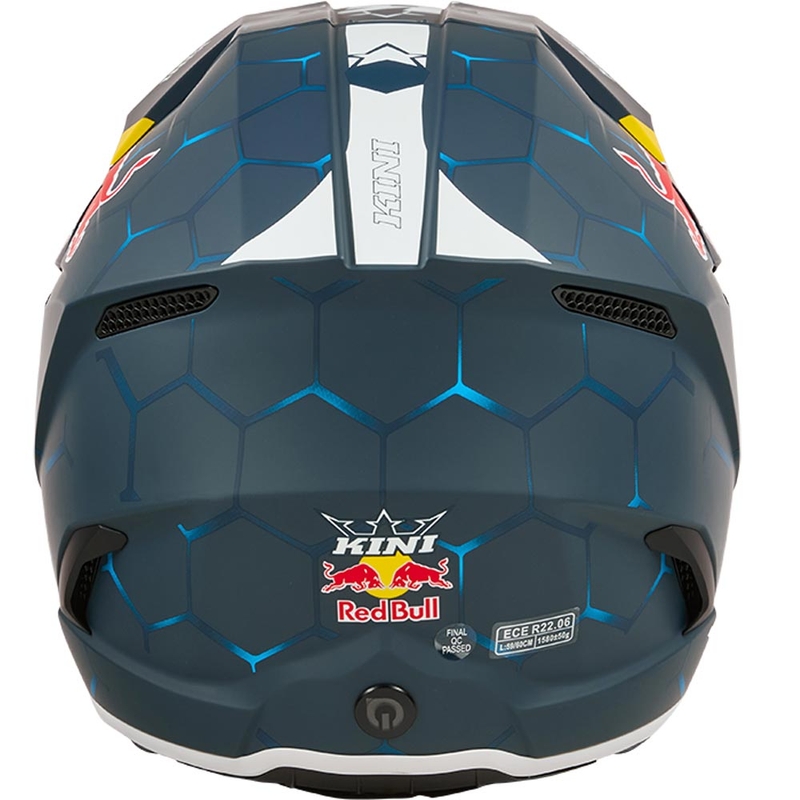 Vaikiškas motokroso šalmas KINI Red Bull MX3 1.0 mėlynai baltas