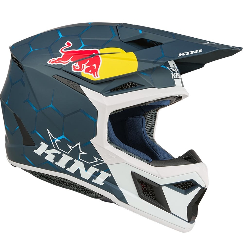 Vaikiškas motokroso šalmas KINI Red Bull MX3 1.0 mėlynai baltas