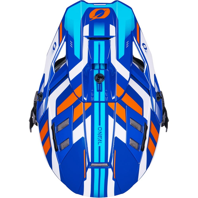 Motokroso šalmas O´Neal EX-SRS Dust mėlyna-oranžinė