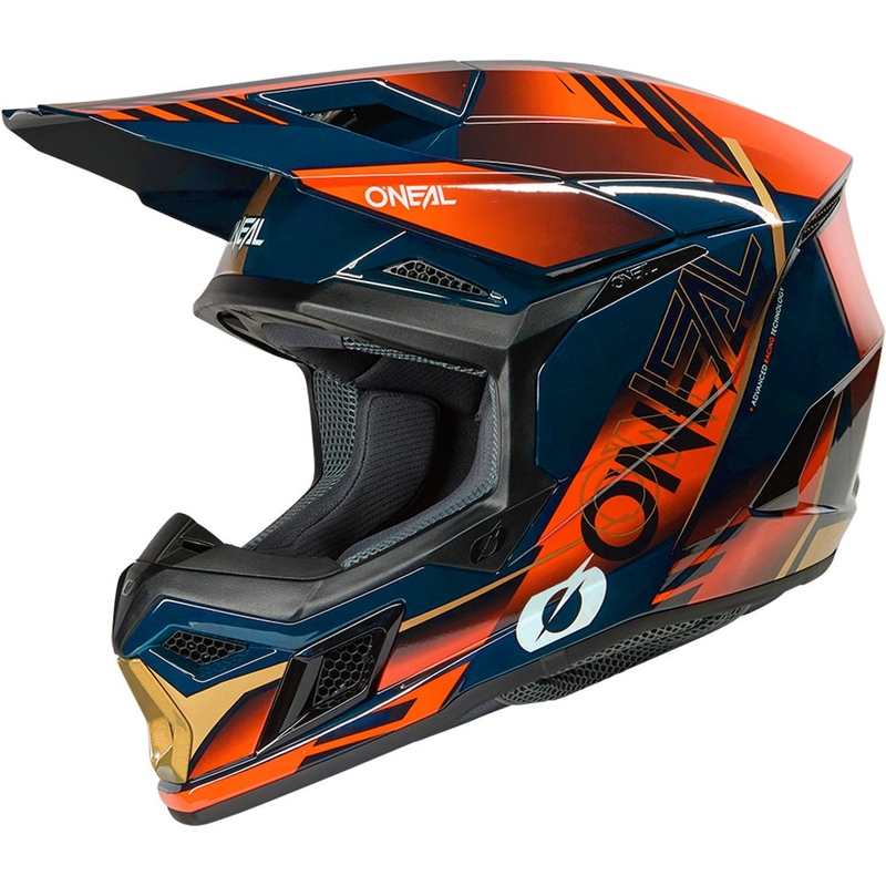 Motokroso šalmas O'Neal 3SRS Haze mėlyna-oranžinė-auksinė