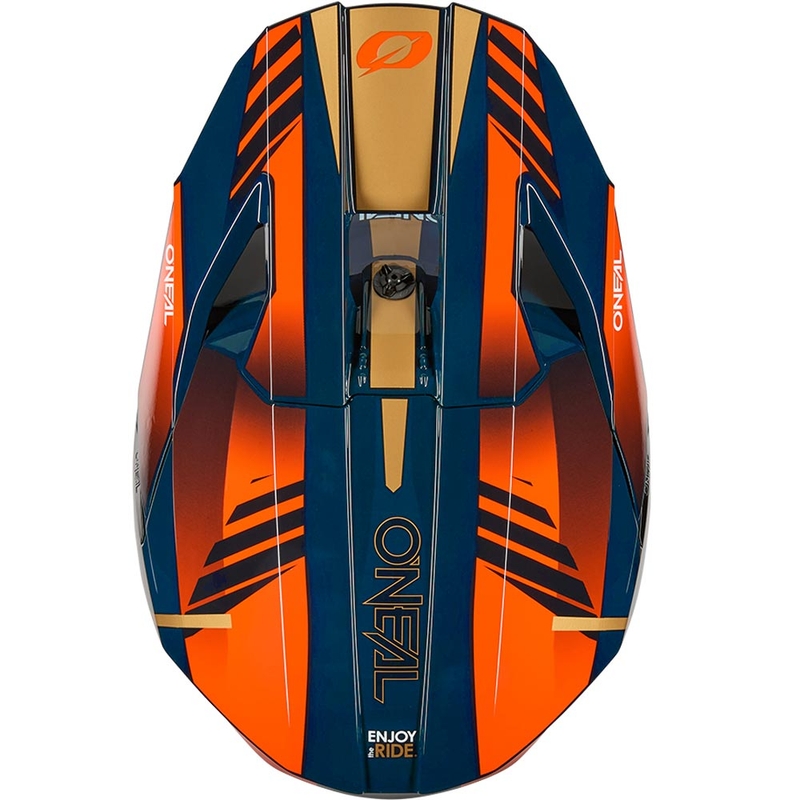 Motokroso šalmas O'Neal 3SRS Haze mėlyna-oranžinė-auksinė