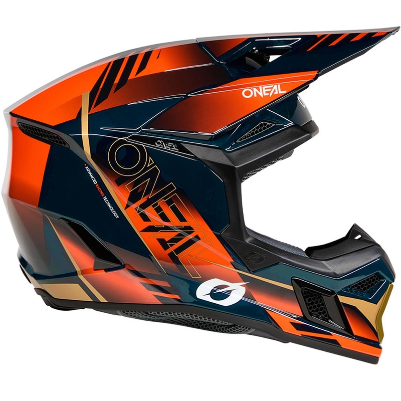 Motokroso šalmas O'Neal 3SRS Haze mėlyna-oranžinė-auksinė