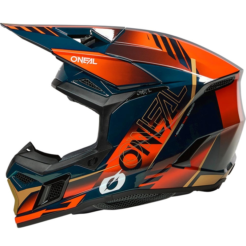Motokroso šalmas O'Neal 3SRS Haze mėlyna-oranžinė-auksinė