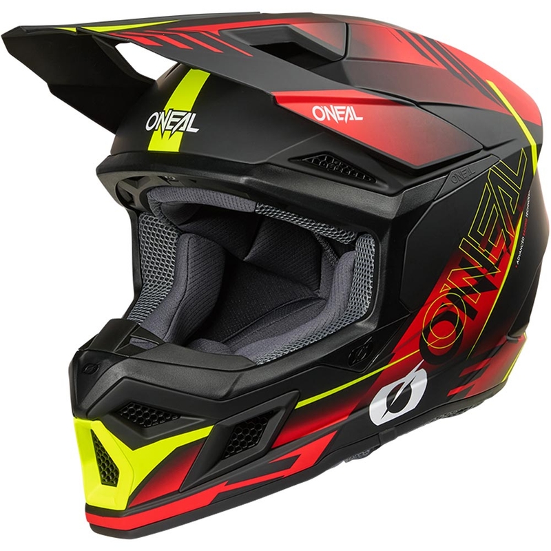 Motokroso šalmas O´Neal 3SRS Haze matinė juoda-raudona-geltona