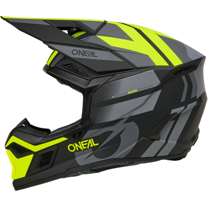 Motokroso šalmas O´Neal 3SRS Ride matinė juoda-pilka-geltona