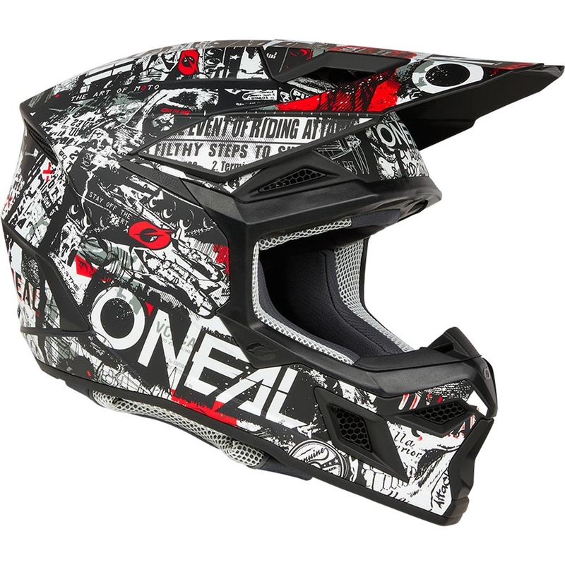 Motokroso šalmas O´Neal 3SRS Attack matinė juoda-balta