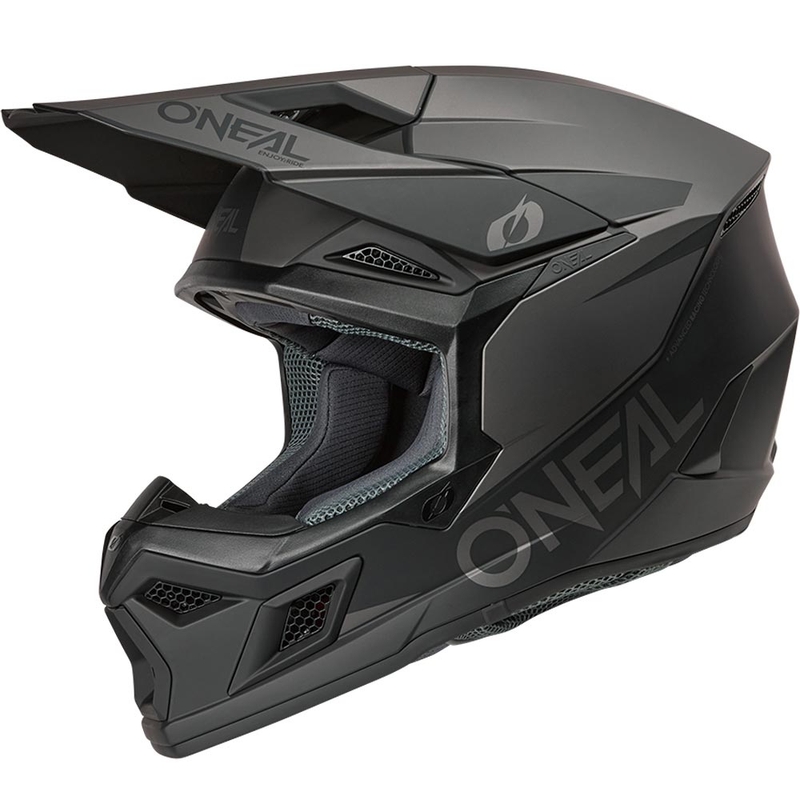Motokroso šalmas O´Neal 3SRS Solid matinė juoda-pilka