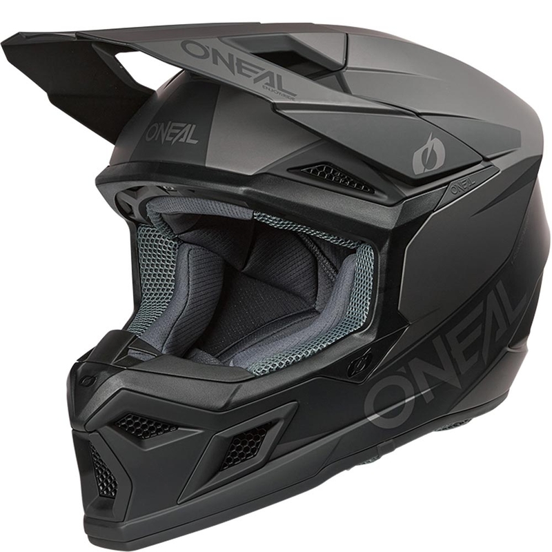 Motokroso šalmas O´Neal 3SRS Solid matinė juoda-pilka