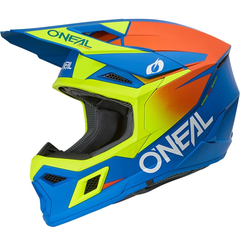 Motokroso šalmas O´Neal 3SRS Solid matinė mėlyna-fluorescencinė geltona