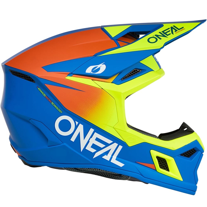 Motokroso šalmas O´Neal 3SRS Solid matinė mėlyna-fluorescencinė geltona