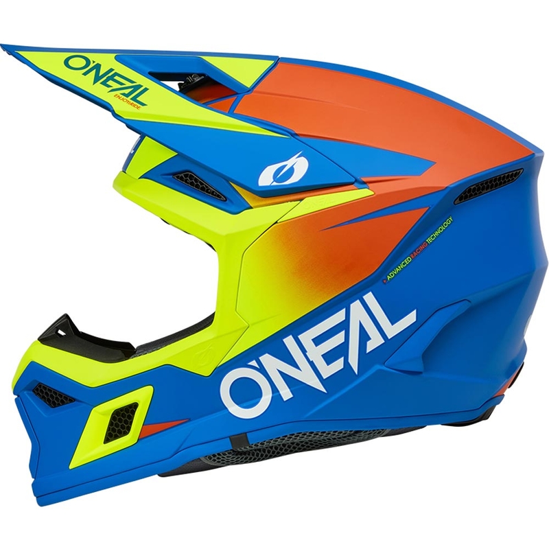 Motokroso šalmas O´Neal 3SRS Solid matinė mėlyna-fluorescencinė geltona
