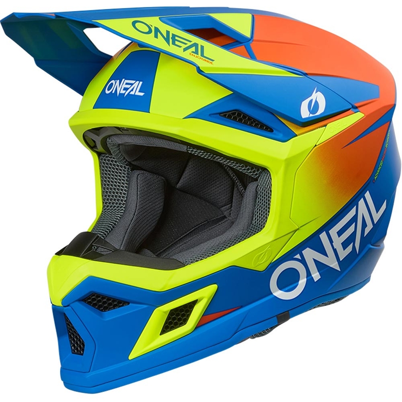 Motokroso šalmas O´Neal 3SRS Solid matinė mėlyna-fluorescencinė geltona