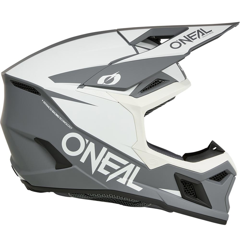 Motokroso šalmas O´Neal 3SRS Solid matinė balta-pilka