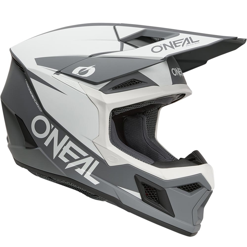 Motokroso šalmas O´Neal 3SRS Solid matinė balta-pilka