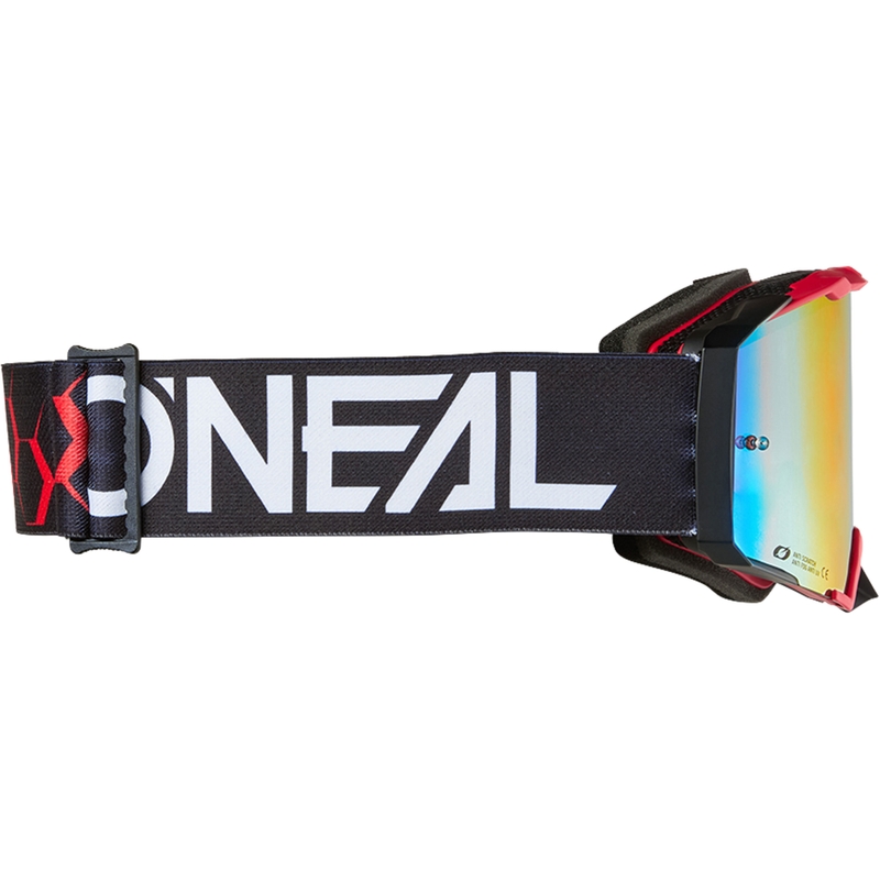 Motokroso akiniai O´Neal B-33 Hexa juodi-raudoni (raudoni iridžio pleksiglaso)