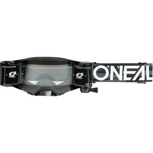 Motokroso akiniai O´Neal B-33 Ictus juodi-balti su „Roll Off“ sistema (skaidrus organinis stiklas)