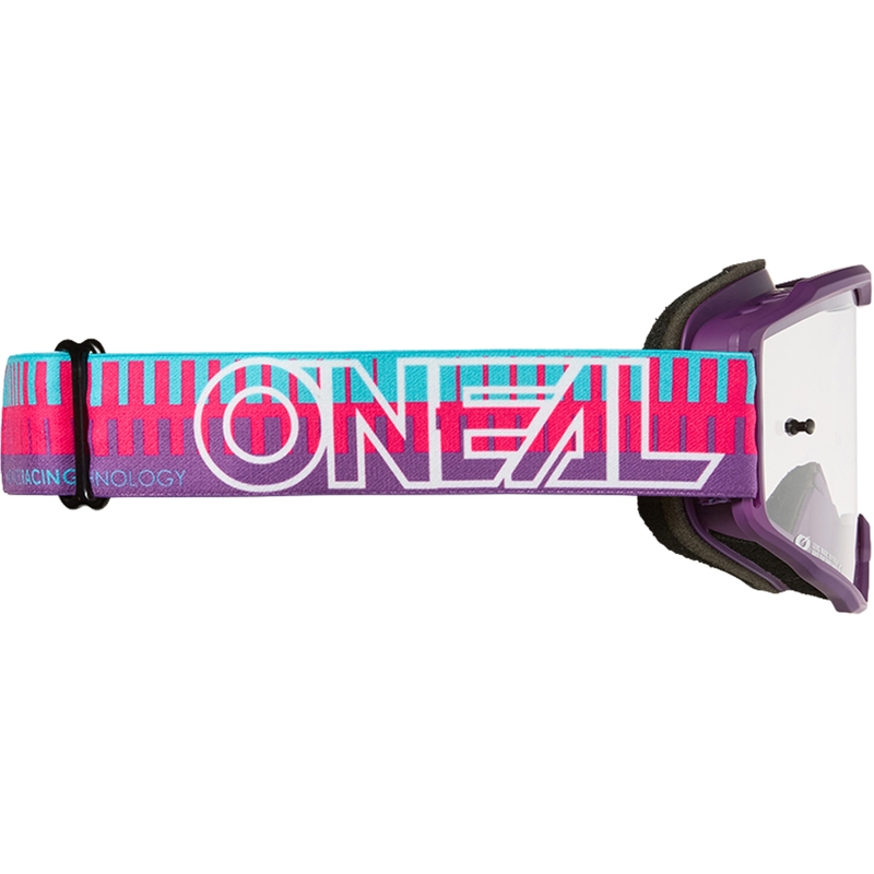 Motokroso akiniai O´Neal B-10 dryžuoti rožiniai-violetiniai (skaidrus organinis stiklas)