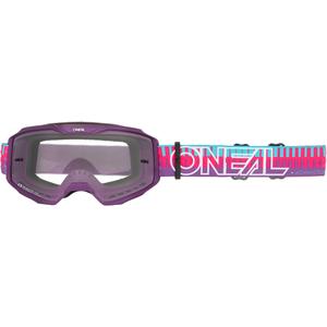Motokroso akiniai O´Neal B-10 dryžuoti rožiniai-violetiniai (skaidrus organinis stiklas)
