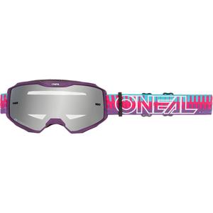 Motokroso akiniai O´Neal B-10 dryžuoti rožiniai-violetiniai (veidrodinis sidabrinis plexiglass)