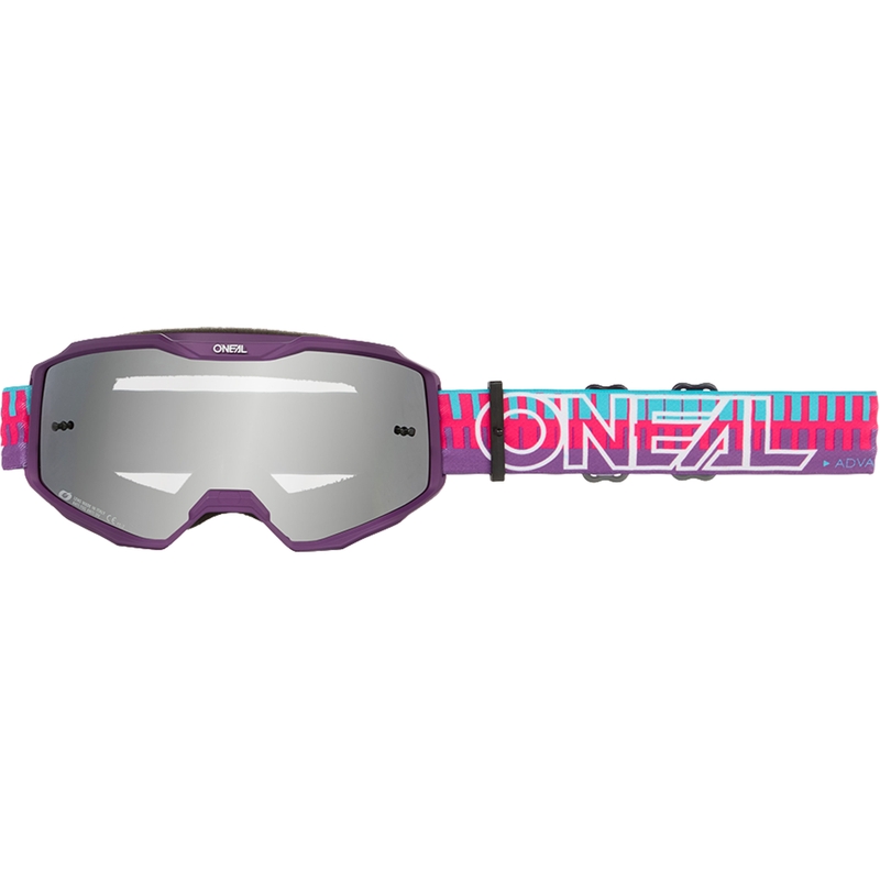 Motokroso akiniai O´Neal B-10 dryžuoti rožiniai-violetiniai (veidrodinis sidabrinis plexiglass)