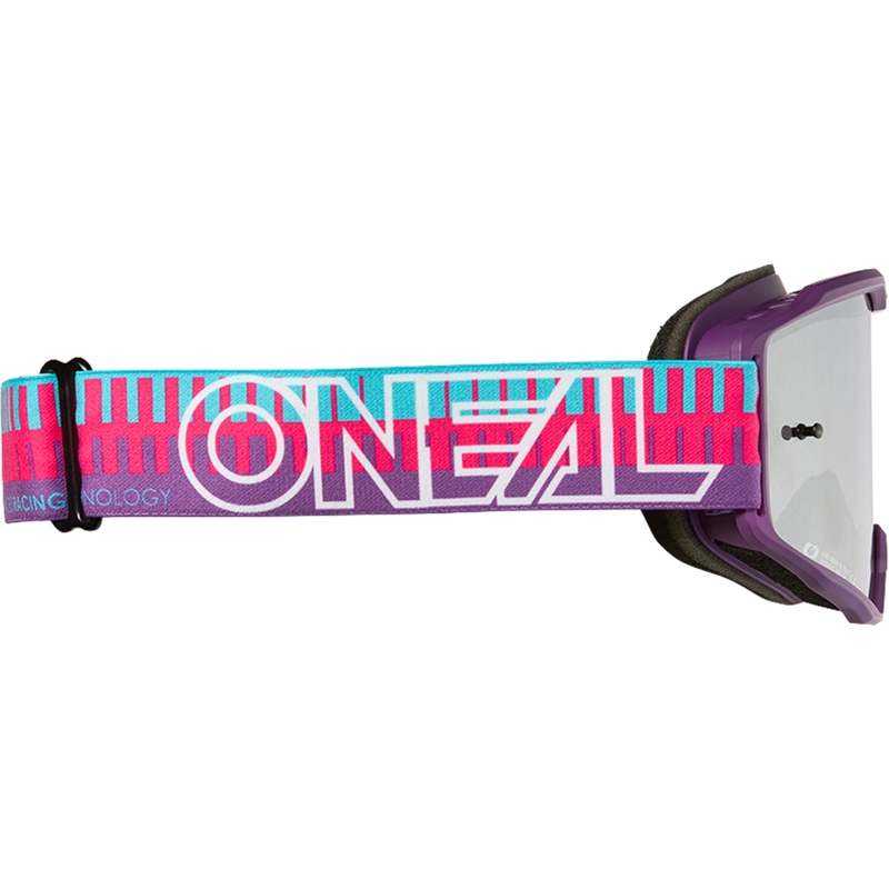 Motokroso akiniai O´Neal B-10 dryžuoti rožiniai-violetiniai (veidrodinis sidabrinis plexiglass)