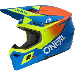 Vaikiškas motokroso šalmas O'Neal 3SRS Solid matinis mėlynas-fluorescencinis geltonas