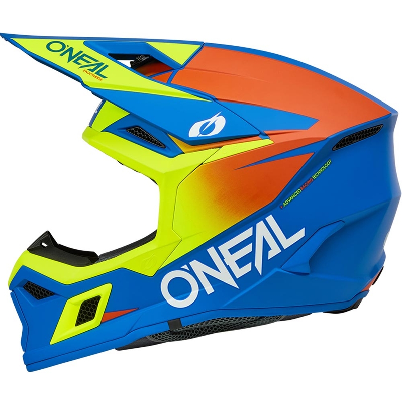 Vaikiškas motokroso šalmas O'Neal 3SRS Solid matinis mėlynas-fluorescencinis geltonas