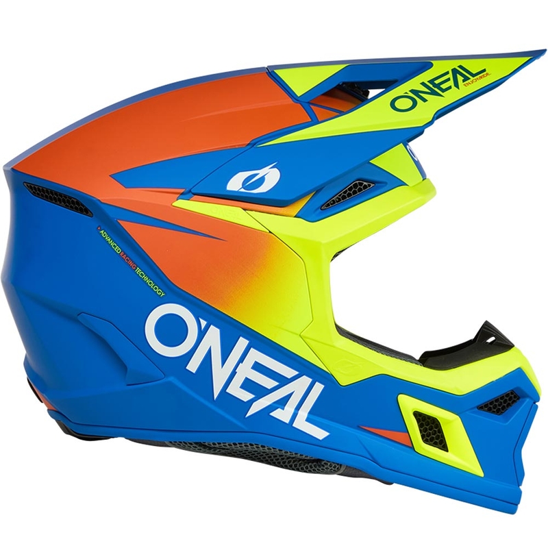 Vaikiškas motokroso šalmas O'Neal 3SRS Solid matinis mėlynas-fluorescencinis geltonas