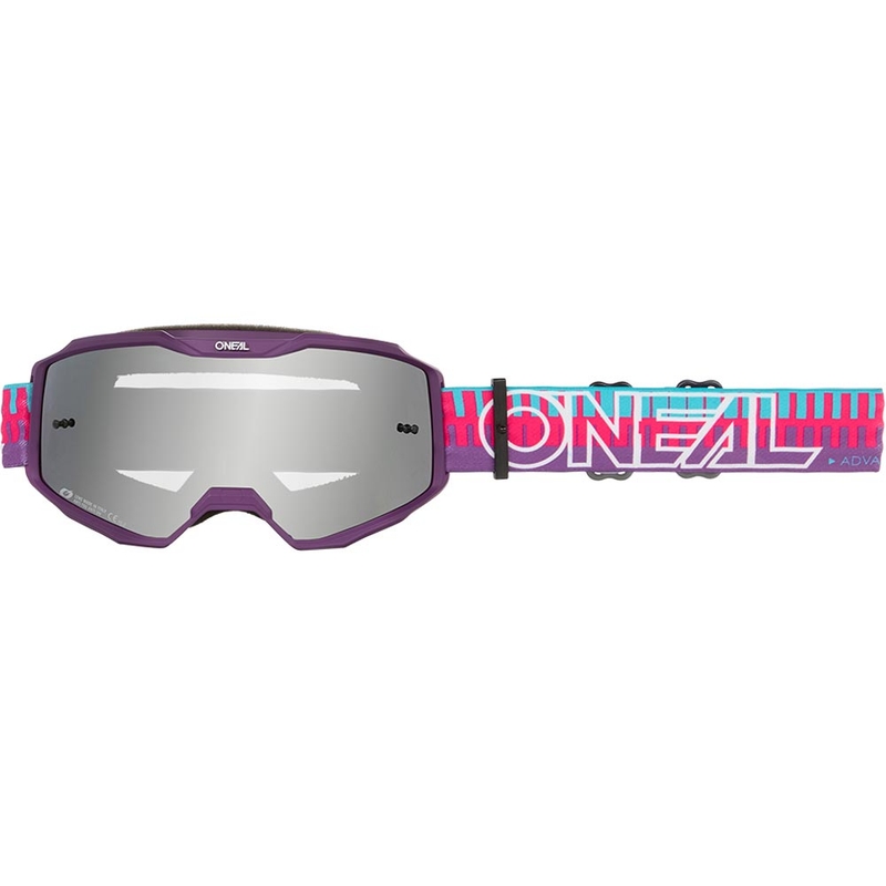 O'Neal B-10 dryžuoti vaikiški motokroso akiniai, rožiniai-violetiniai