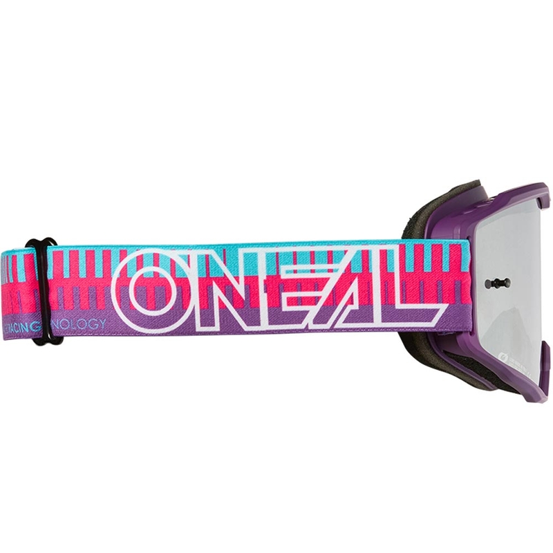 O'Neal B-10 dryžuoti vaikiški motokroso akiniai, rožiniai-violetiniai