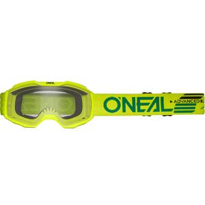 Vaikiški motokroso akiniai O'Neal B-10, vientisos fluorescencinės geltonos spalvos su skaidriu plexiglasu