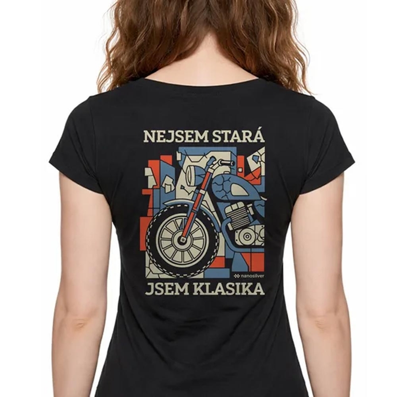 Moteriški „Nanosilver“ marškinėliai „I AM A CLASSIC“, juodi