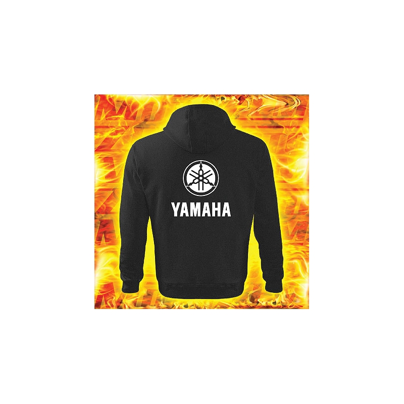 Mikina s motivem Yamaha černá s kapucí