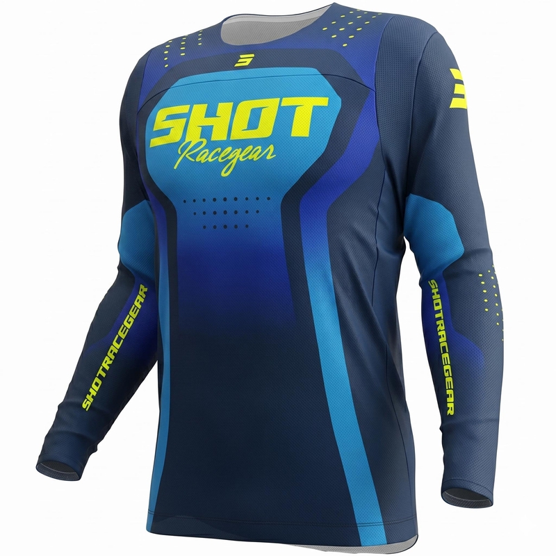 Motokroso marškinėliai Shot Contact Stream mėlyni