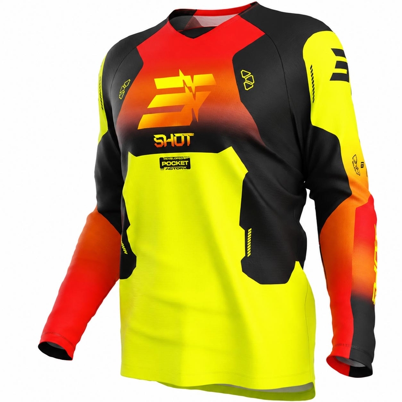 „Shot Draw Rocket“ vaikiški motokroso marškinėliai fluorescenciniai geltoni