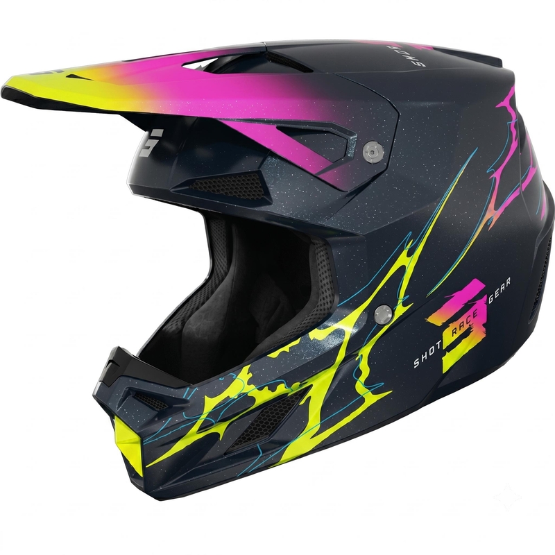 Motokroso šalmas Shot Speed Rac perlinės mėlynos spalvos