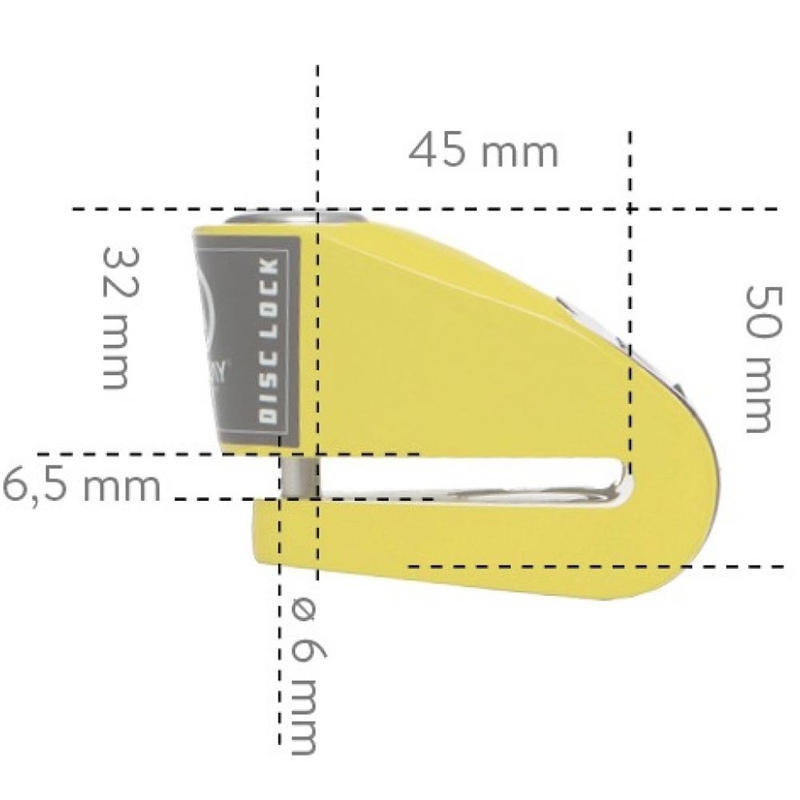 „Auvray B-Lock 06“ stabdžių diskų užraktas su 120 dB signalizacija, geltonas