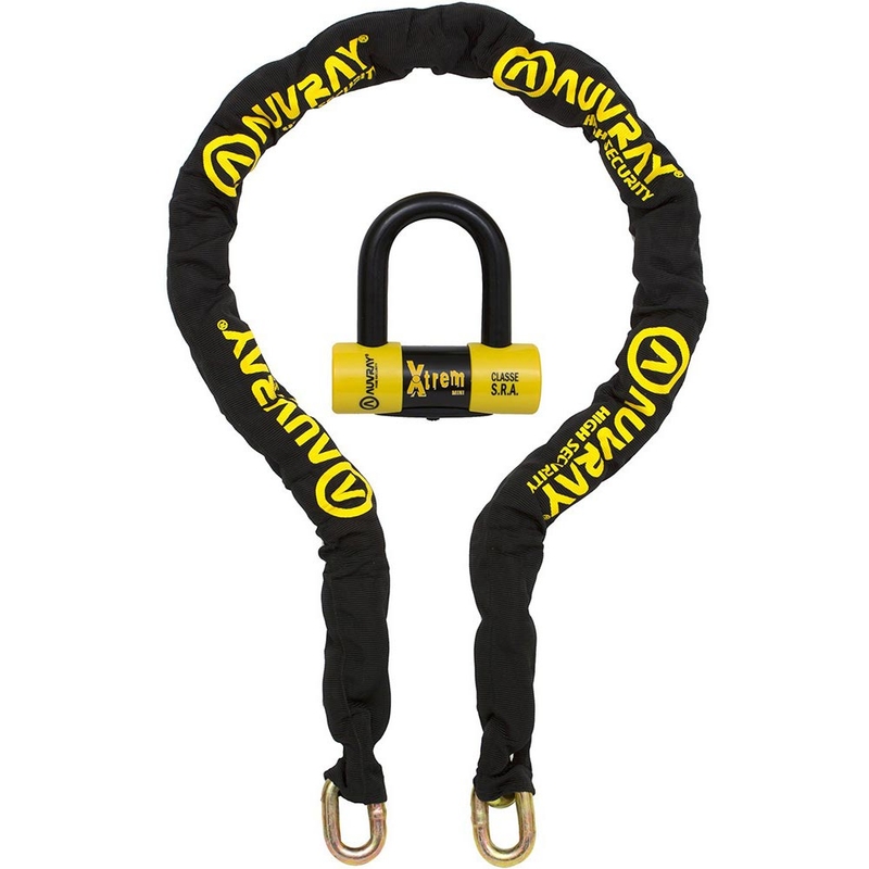 „Auvray XTREM“ grandininė motociklo spyna su „XTREM Mini U“ 13,5 mm stabdžių disko spyna, juoda