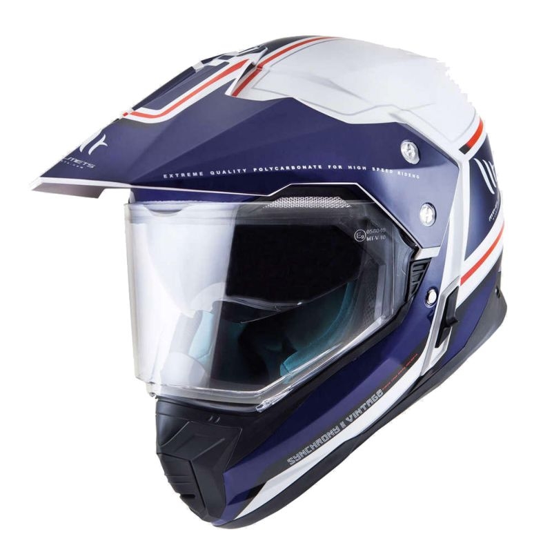 Enduro přilba MT Synchrony Duosport SV Tourer bílo-modro-červená výprodej
