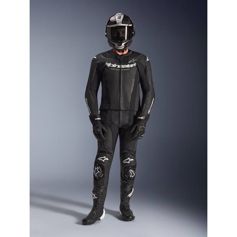 Alpinestars GP Force V2 dviejų dalių odinis kostiumas juodai baltas