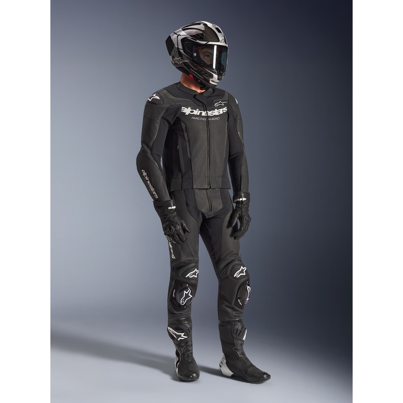 Alpinestars GP Force V2 dviejų dalių odinis kostiumas juodai baltas